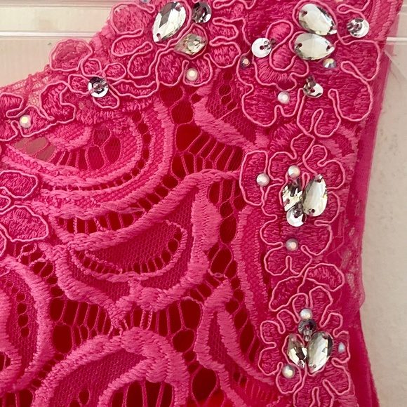 NWT Abby Paris Pink Lace Bodycon Dress (Semi-Formal) - Picture 4 of 7